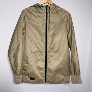 Imperial Motion Nano Cure Tech Windbreaker Jacket Tan Ripstop Hooded Mens Small